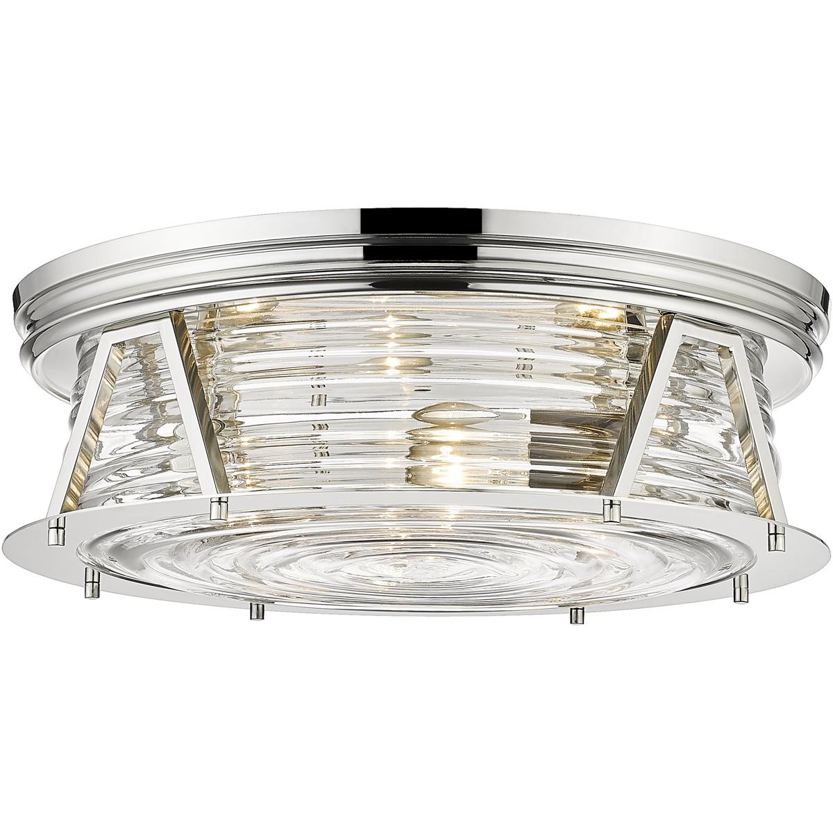 Z-Lite 491F4-PN Cape Harbor 4 Light 20 inch Polished Nickel Flush Mount Ceiling Light