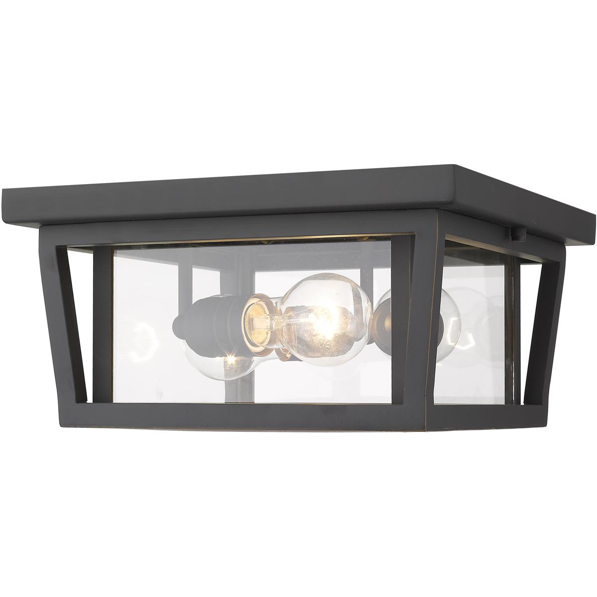 Z-Lite 571F-ORB Seoul 3 Light 12 inch Oil Rubbed Bronze Outdoor Flush Mount