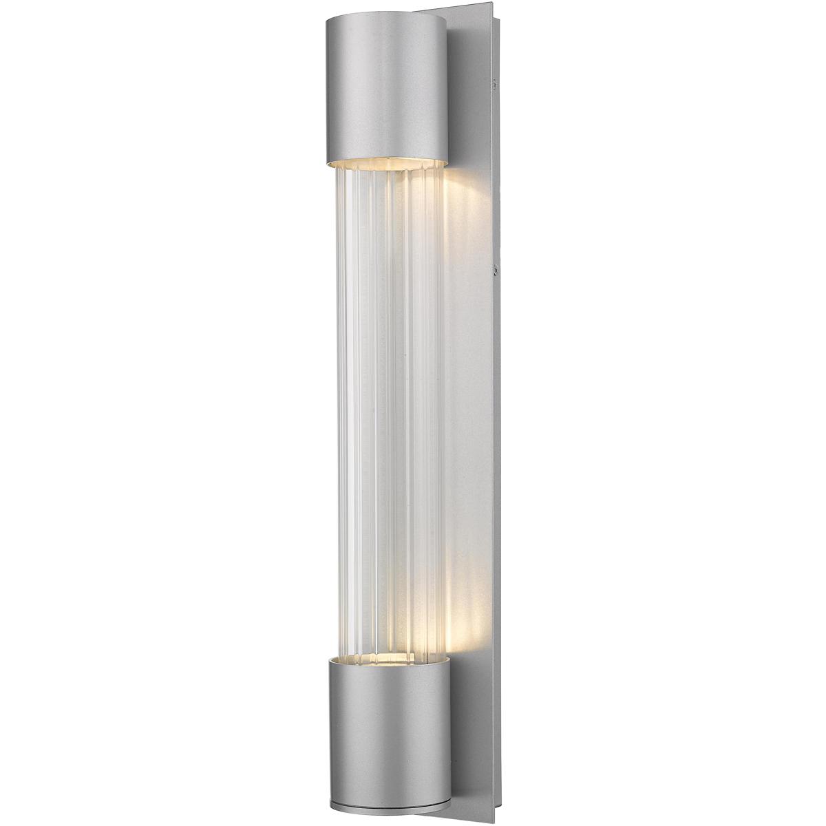 Striate 2 Light Outdoor Wall Sconce, Silver & Clear Optic Glass