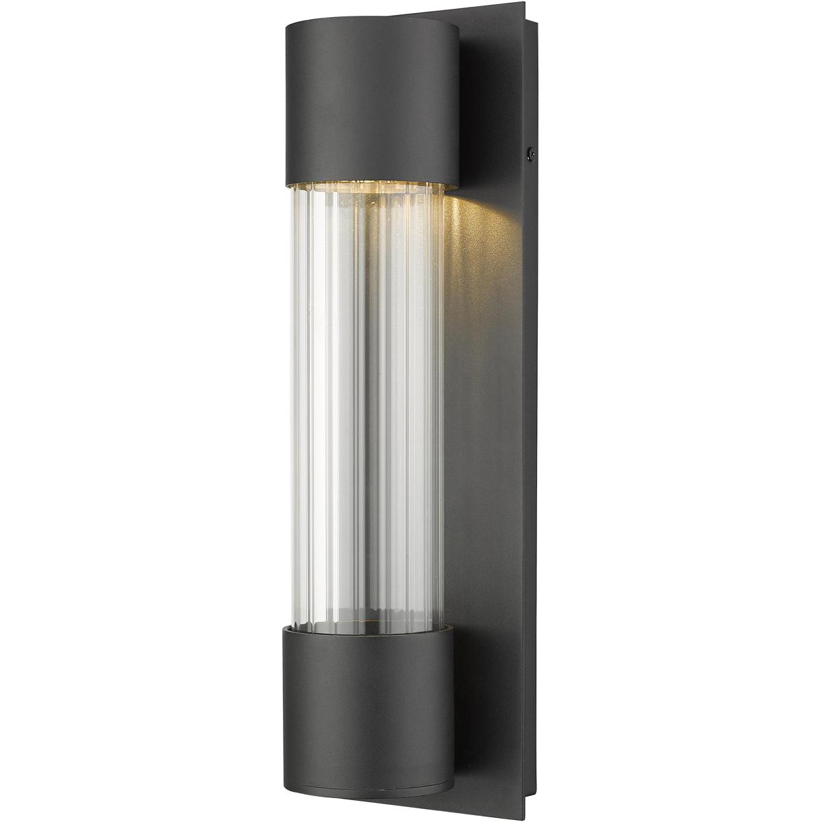 Striate 1 Light Outdoor Wall Sconce, Black & Clear Optic Glass