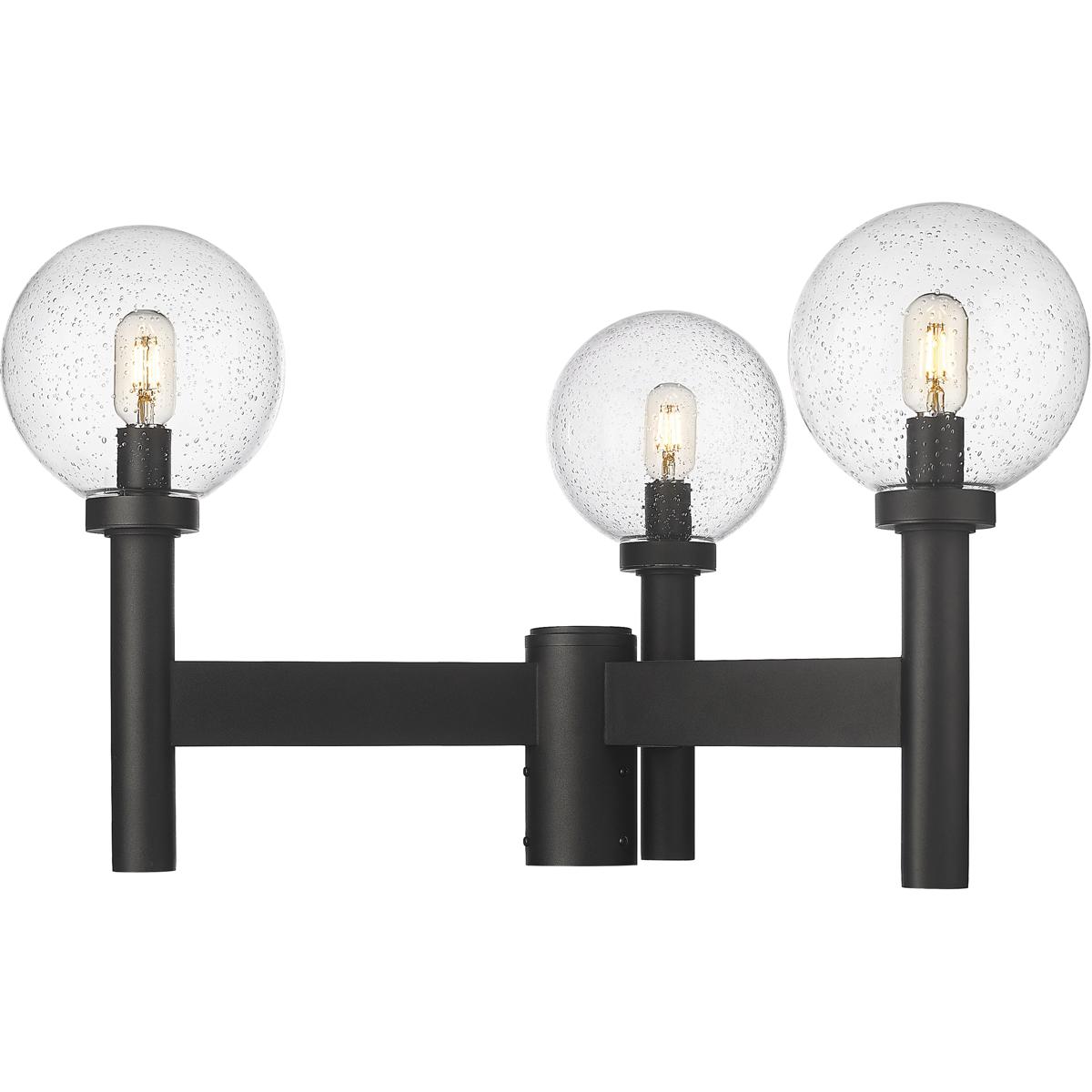 Laurent Outdoor Post Mount Fixture, 3-Light, 30 In.W x 18 In.H, Black/Clear Seedy