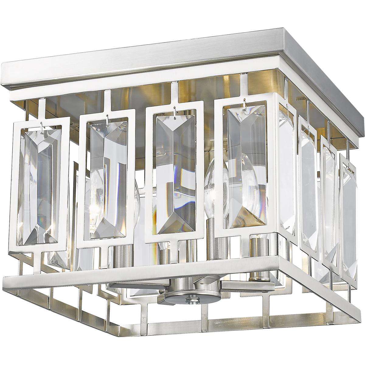 Z-Lite 6006F-BN Mersesse 4 Light 12 inch Brushed Nickel Flush Mount Ceiling Light in 8.2, Clear Crystal