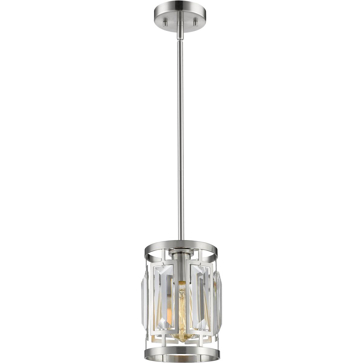 Z-Lite 6007MP-BN Mersesse 1 Light 5.5 inch Brushed Nickel Pendant Ceiling Light in 3.7, Clear Crystal