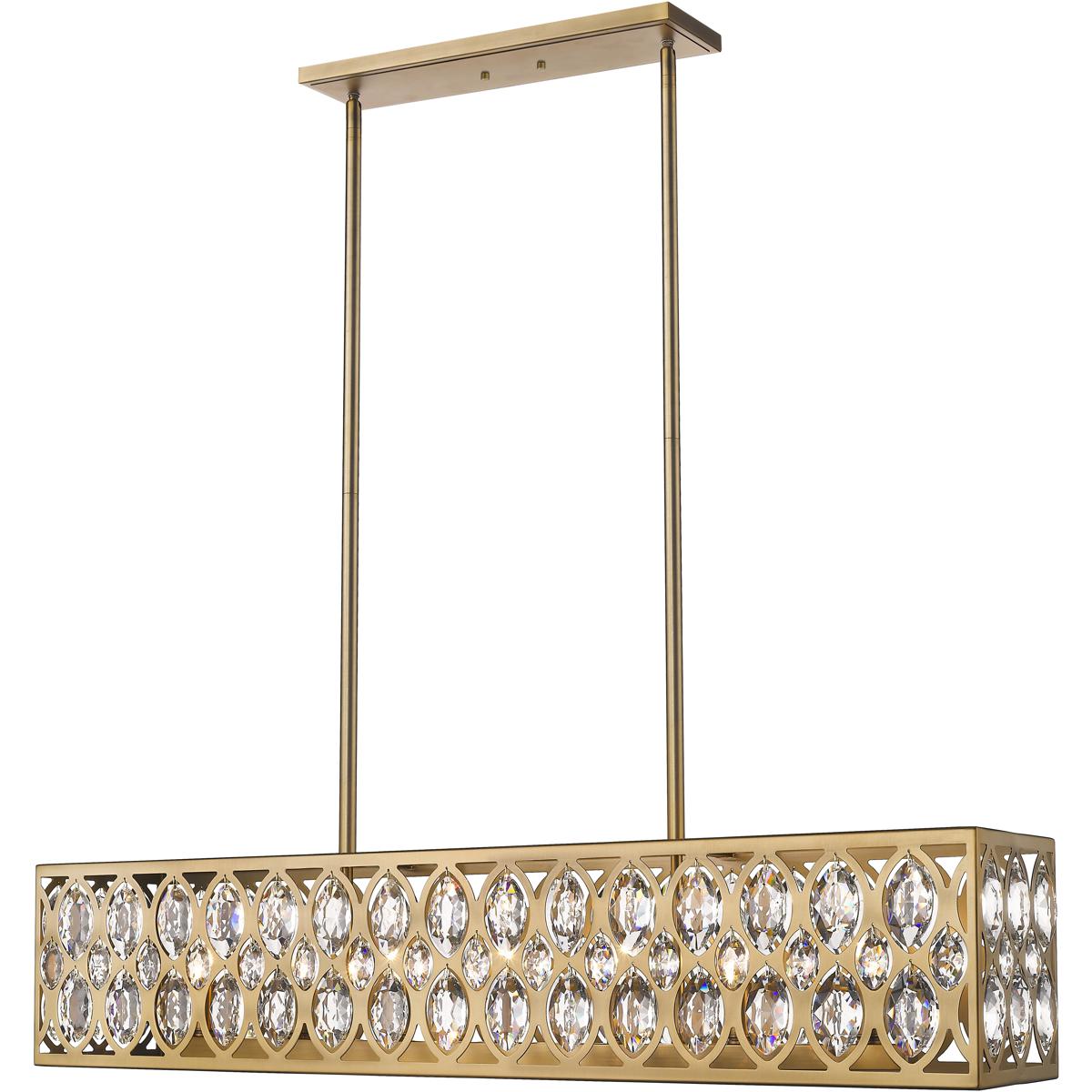Z-Lite 6010-42HB Dealey 7 Light 43.5 inch Heirloom Brass Linear Chandelier Ceiling Light