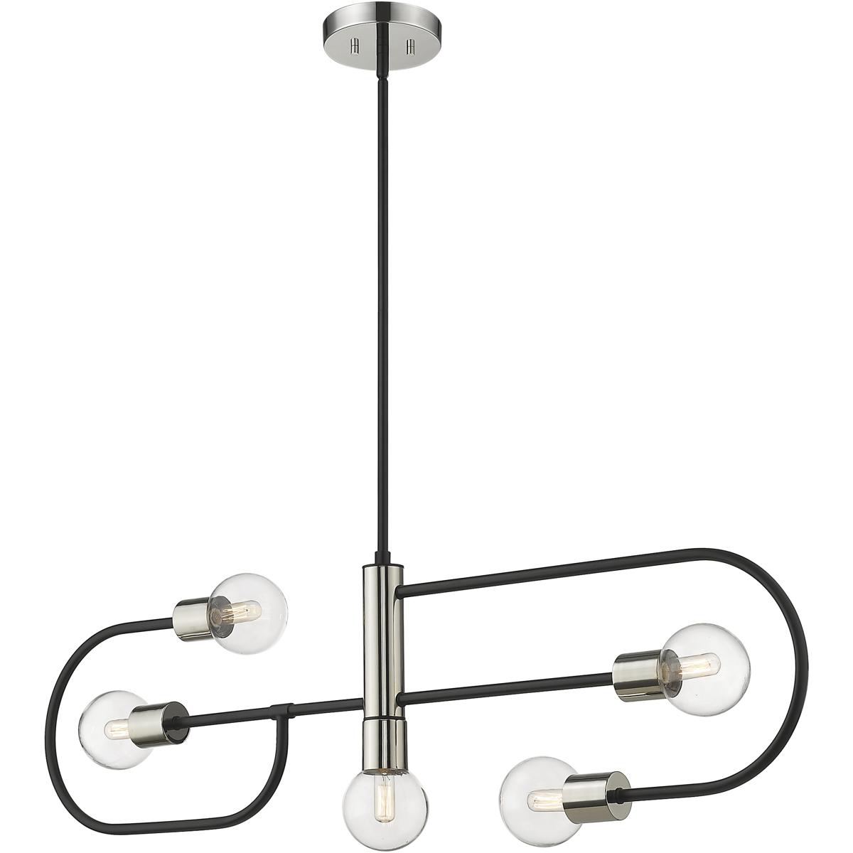 Z-Lite 621-5L-MB-PN Neutra 5 Light 44 inch Matte Black and Polished Nickel Linear Chandelier Ceiling Light