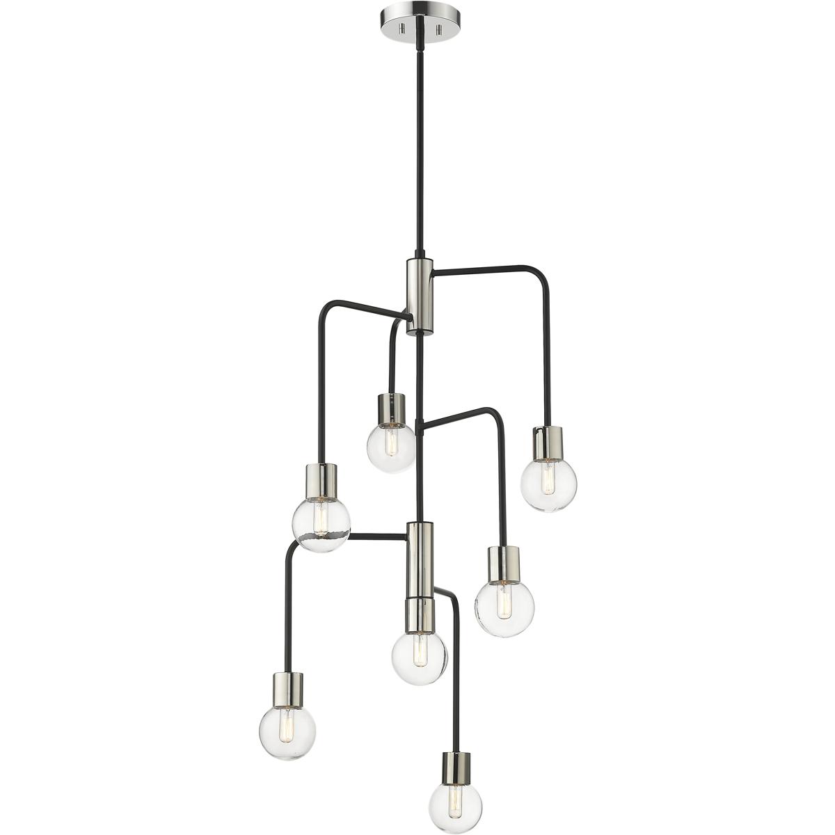 Z-Lite 621-7MB-PN Neutra 7 Light 22.5 inch Matte Black and Polished Nickel Chandelier Ceiling Light