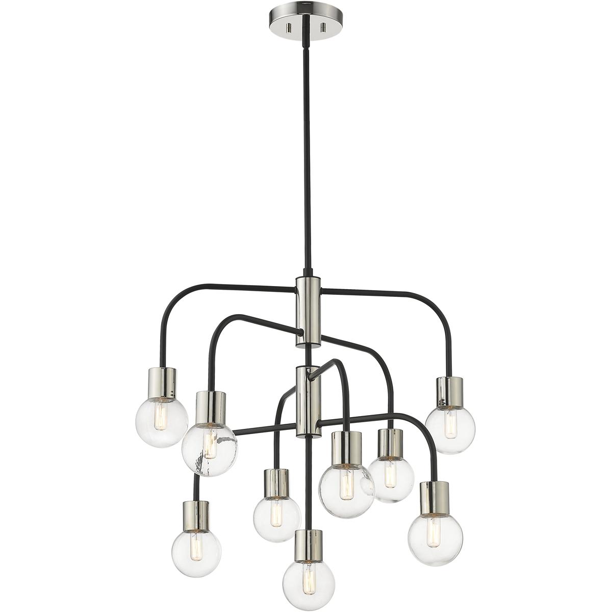 Z-Lite 621-9MB-PN Neutra 9 Light 26.5 inch Matte Black and Polished Nickel Chandelier Ceiling Light