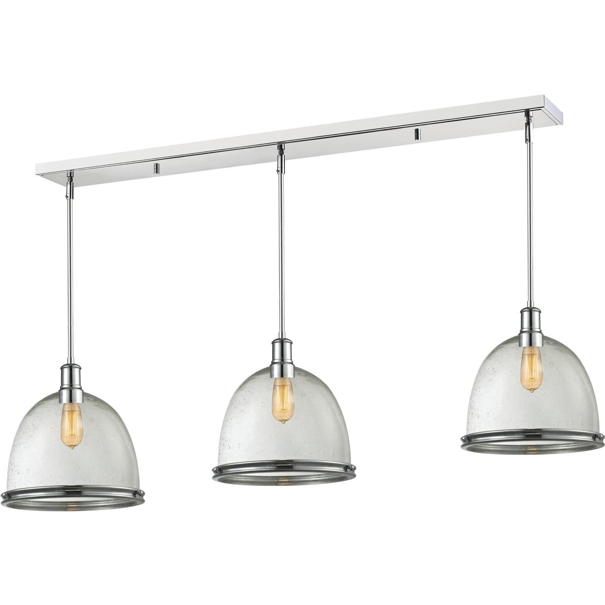 Z-Lite 719P13-3CH Mason 3 Light 55 inch Chrome Linear Chandelier Ceiling Light in Clear Seedy Glass