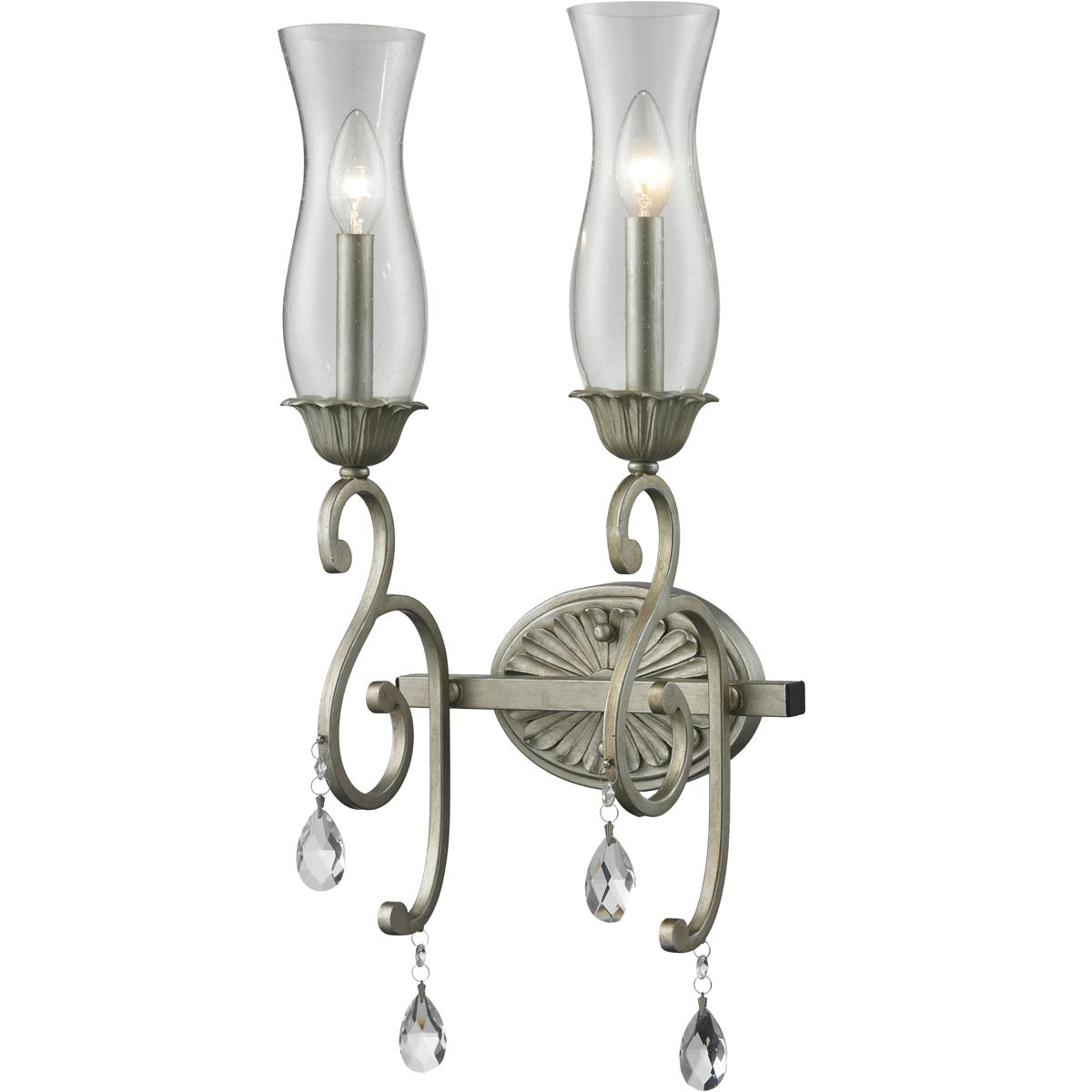 Z-Lite 720-2S-AS Melina 2 Light 8.5 inch Antique Silver Wall Sconce Wall Light in Clear Seedy Glass