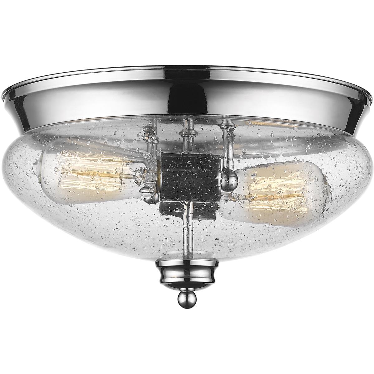Z-Lite 722F2-CH Amon 2 Light 13 inch Chrome Flush Mount Ceiling Light in Clear Seedy Glass, 3.3