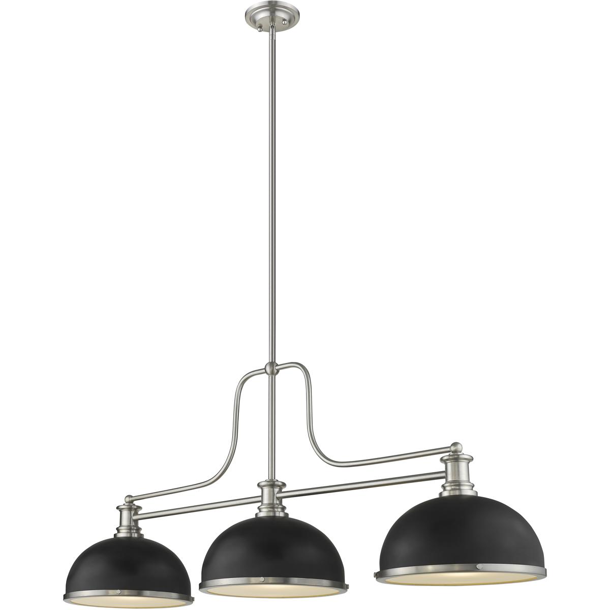 Z-Lite 725-3BN-D12MB+BN Melange 3 Light 52 inch Brushed Nickel Billiard Ceiling Light in Matte Black and Brushed Nickel Metal and Glass