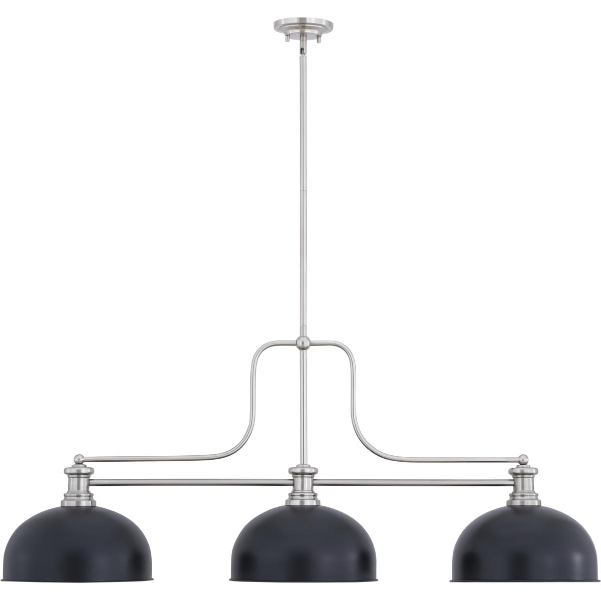 Z-Lite 725-3BN-D13MB Melange 3 Light 52 inch Brushed Nickel Billiard Ceiling Light in Matte Black