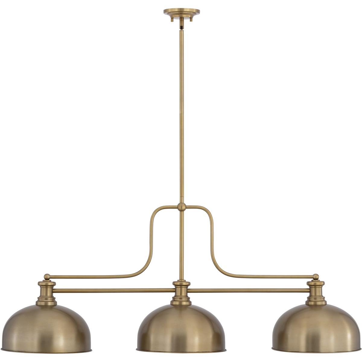 Z-Lite 725-3HBR-D13HBR Melange 3 Light 52 inch Heritage Brass Billiard Ceiling Light in Heritage Brass Metal and Glass