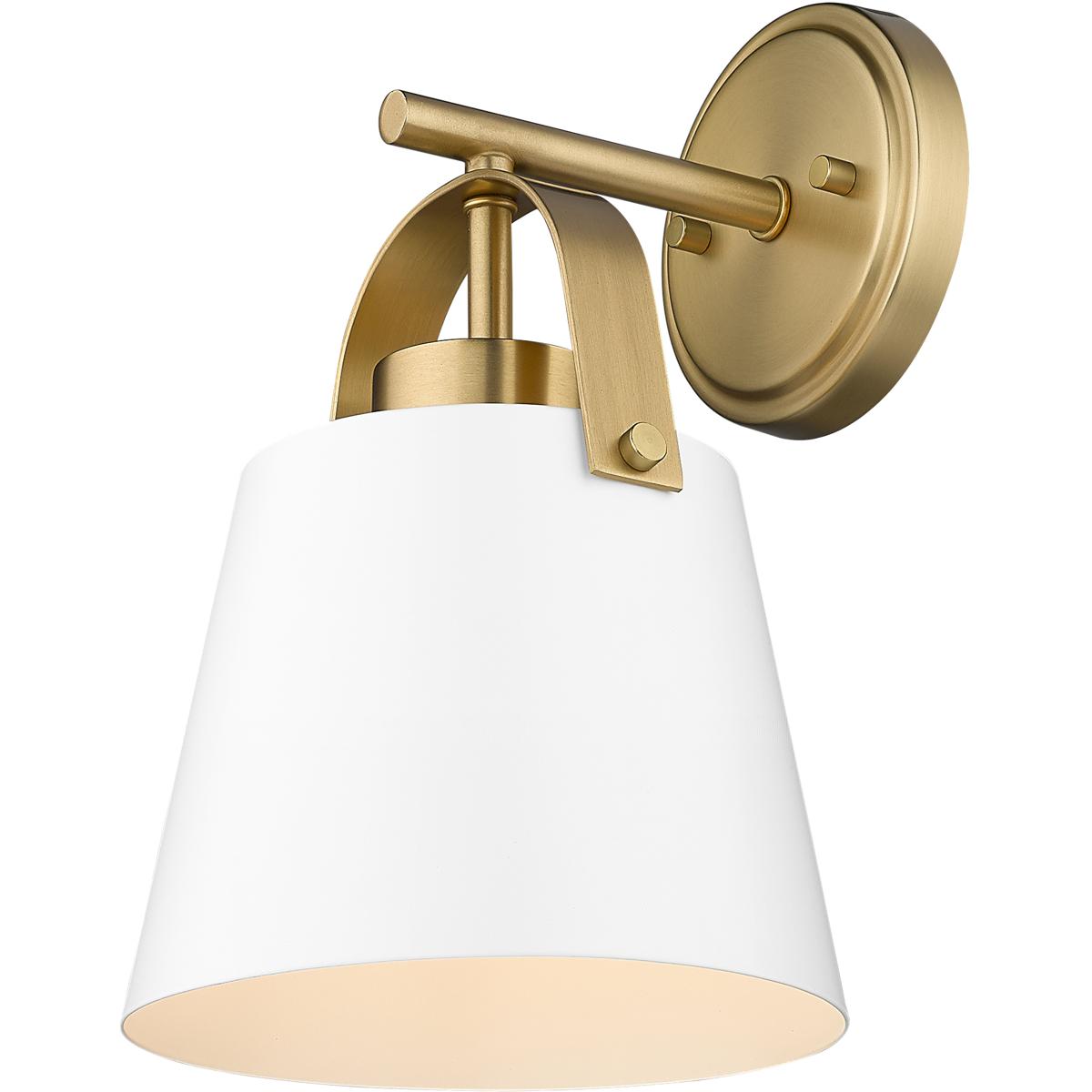 Z-Lite 726-1S-MW+HBR Z-Studio 1 Light 8 inch Matte White and Heritage Brass Wall Sconce Wall Light