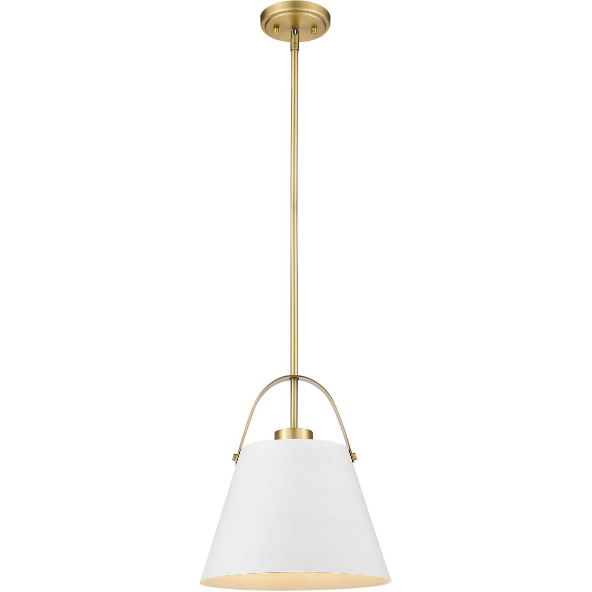 Z-Lite 726P-MW+HBR Z-Studio 1 Light 12.5 inch Matte White and Heritage Brass Pendant Ceiling Light