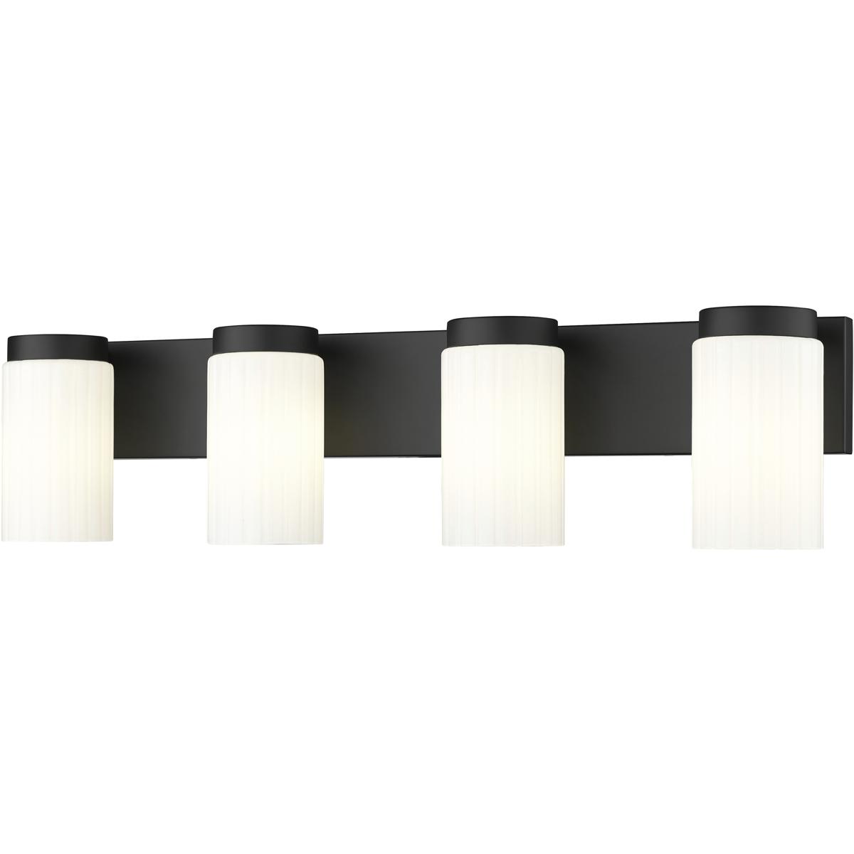 Z-Lite 746-4V-MB Burk 4 Light 30 inch Matte Black Bath Vanity Light Wall Light