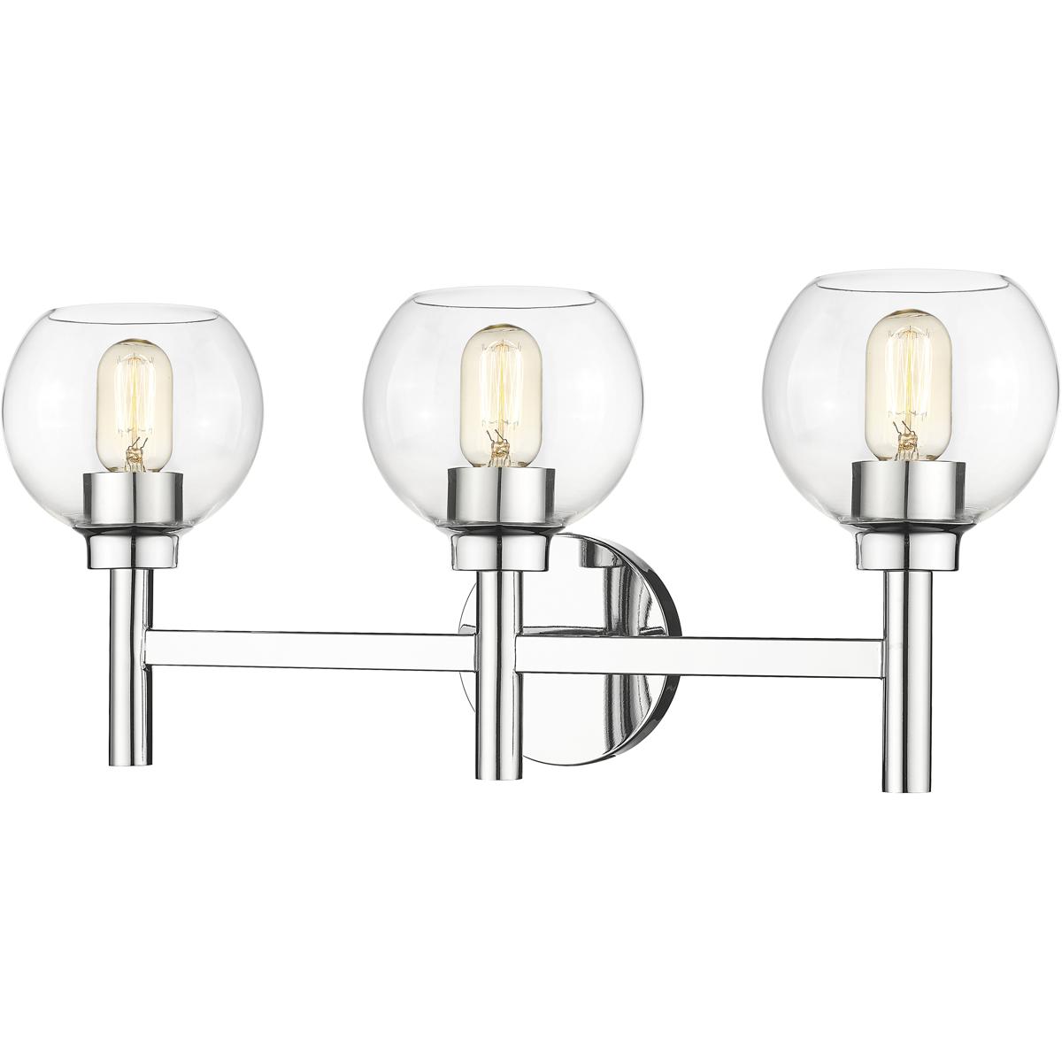 Sutton Vanity, 3-Light, 23.75 In.W x 7 In.L x 10.25 In.H, Chrome/Clear