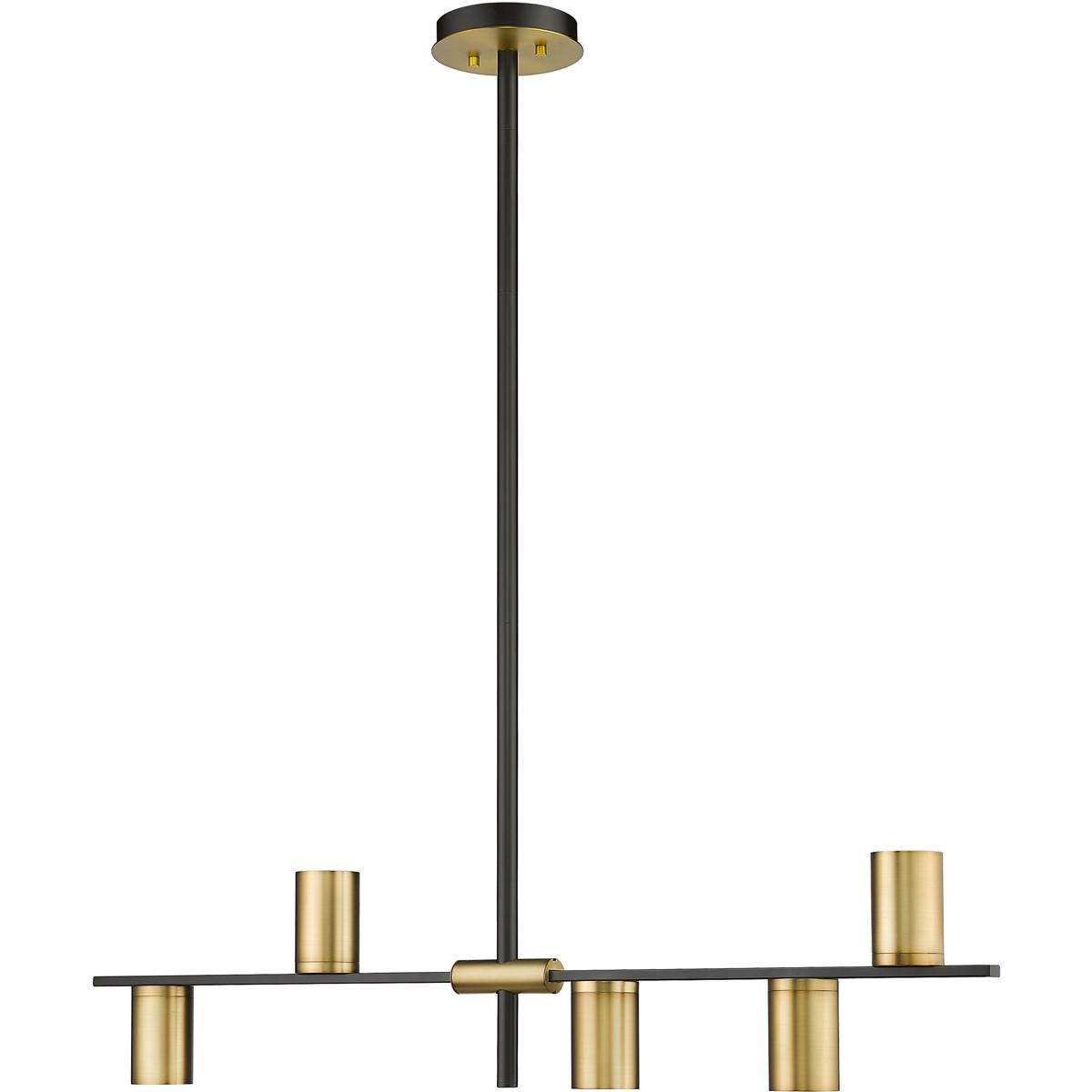 Z-Lite 814-5L-MB-OBR Calumet 5 Light 38 inch Matte Black and Olde Brass Linear Chandelier Ceiling Light