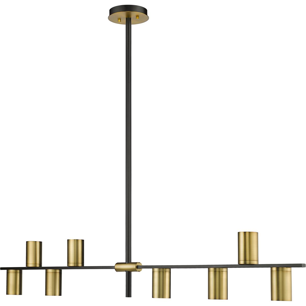 Z-Lite 814-8L-MB-OBR Calumet 8 Light 56 inch Matte Black and Olde Brass Linear Chandelier Ceiling Light