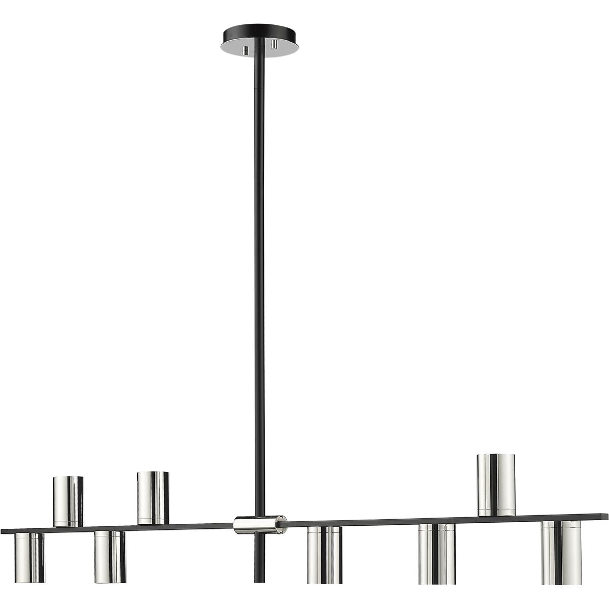 Z-Lite 814-8L-MB-PN Calumet 8 Light 56 inch Matte Black and Polished Nickel Linear Chandelier Ceiling Light