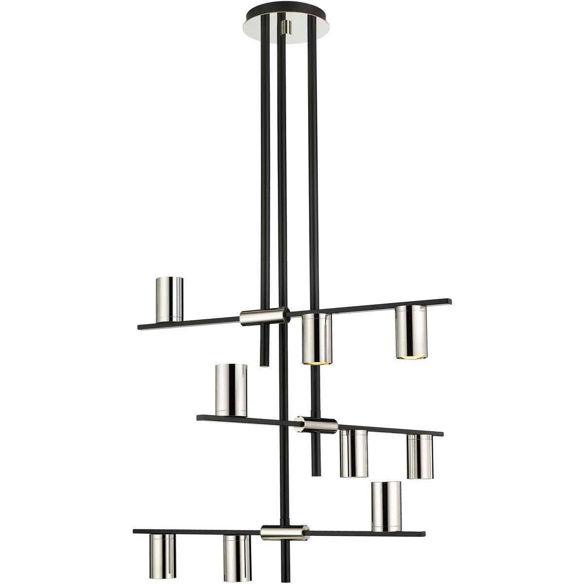 Z-Lite 814-9MB-PN Calumet 9 Light 36 inch Matte Black and Polished Nickel Chandelier Ceiling Light
