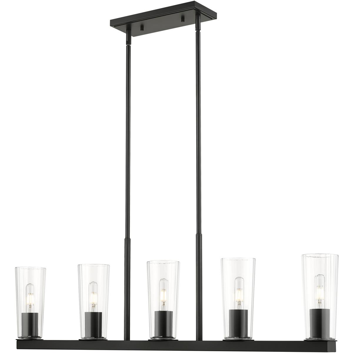 Z-Lite 826-5L-MB Titus 5 Light 44 inch Matte Black Linear Chandelier Ceiling Light