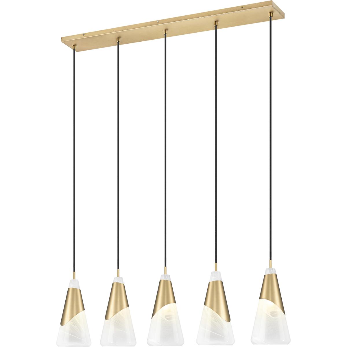 Z-Lite 828P7-5L-MGLD Aimie Linear Chandelier Ceiling Light in Modern Gold