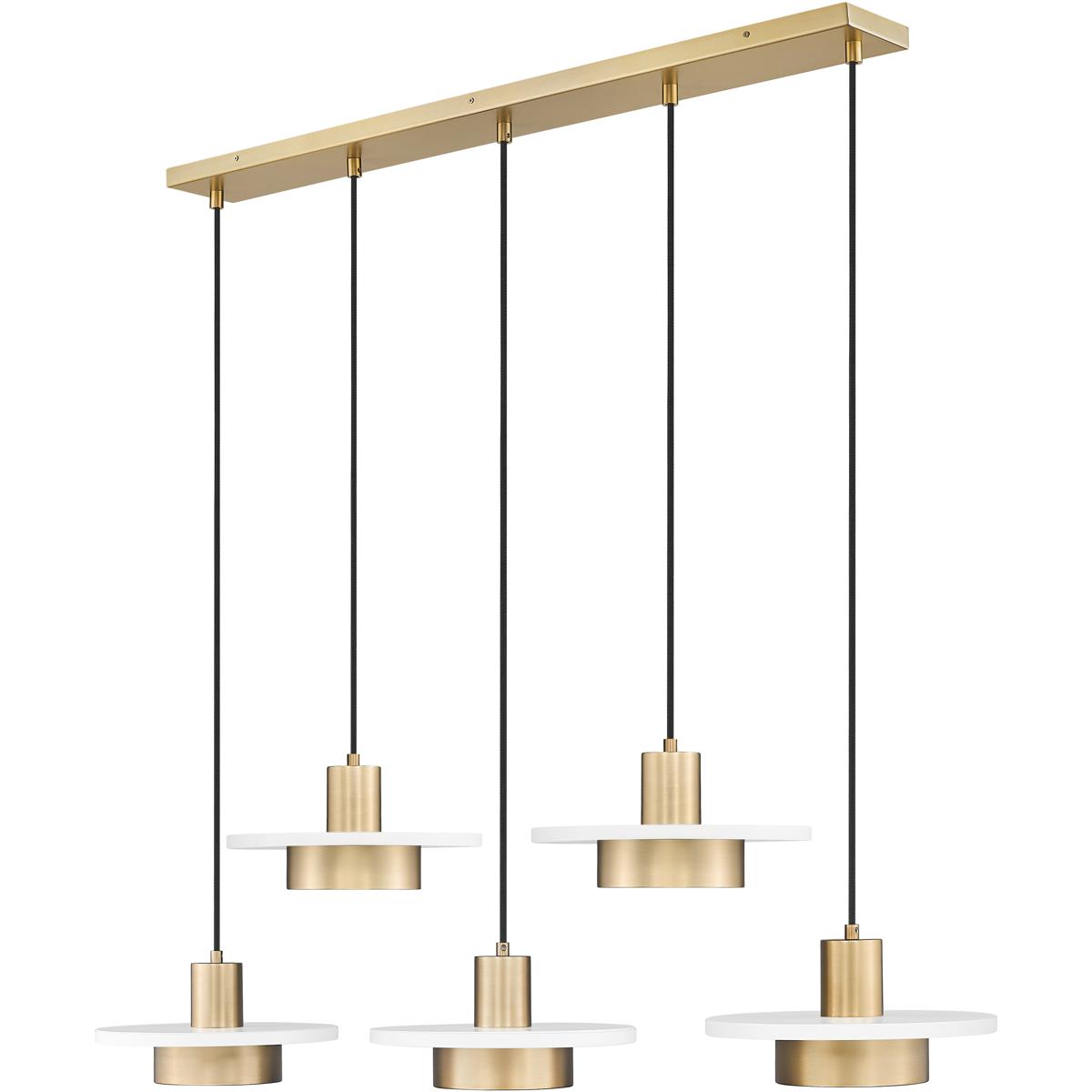Z-Lite 829P12-5L-MW-MGLD-LE Ludo LED 51.5 inch Matte White and Modern Gold Linear Chandelier Ceiling Light