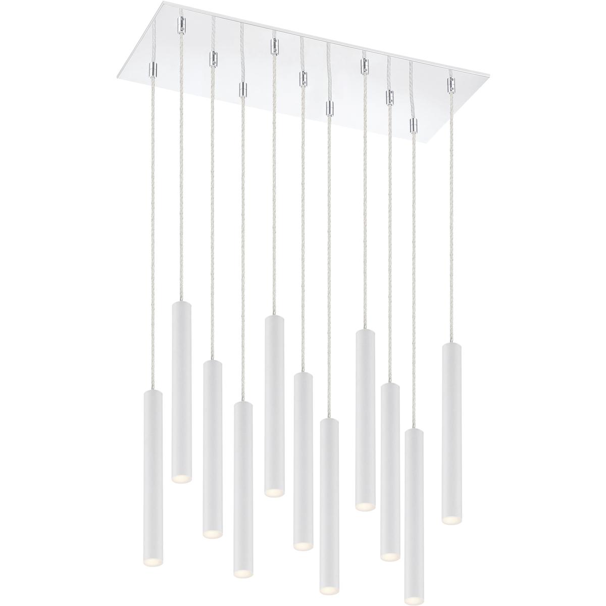 Z-Lite 917MP12-WH-LED-11LCH Forest LED 9.75 inch Chrome Chandelier Ceiling Light in Matte White Steel