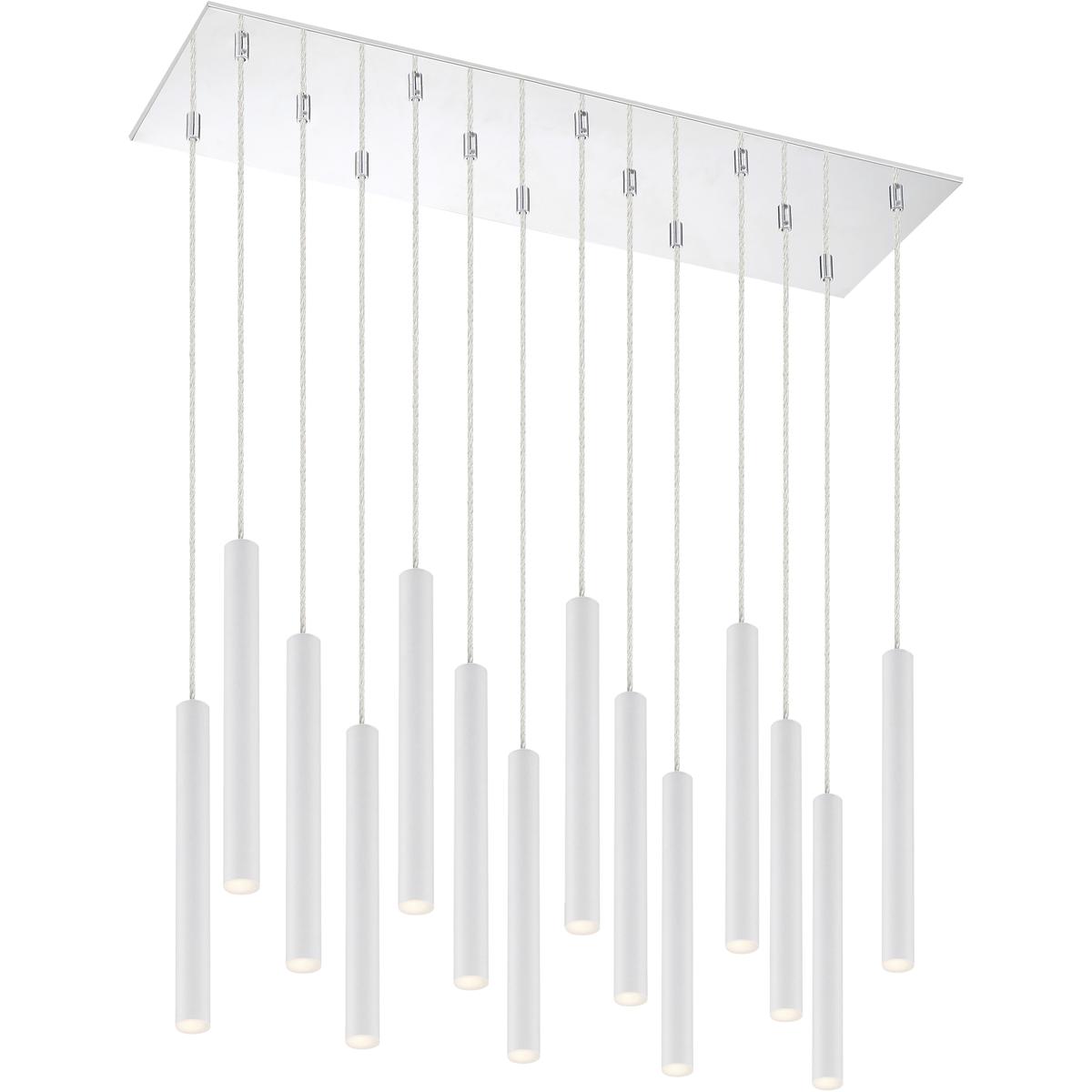 Z-Lite 917MP12-WH-LED-14LCH Forest LED 9.75 inch Chrome Chandelier Ceiling Light in Matte White Steel