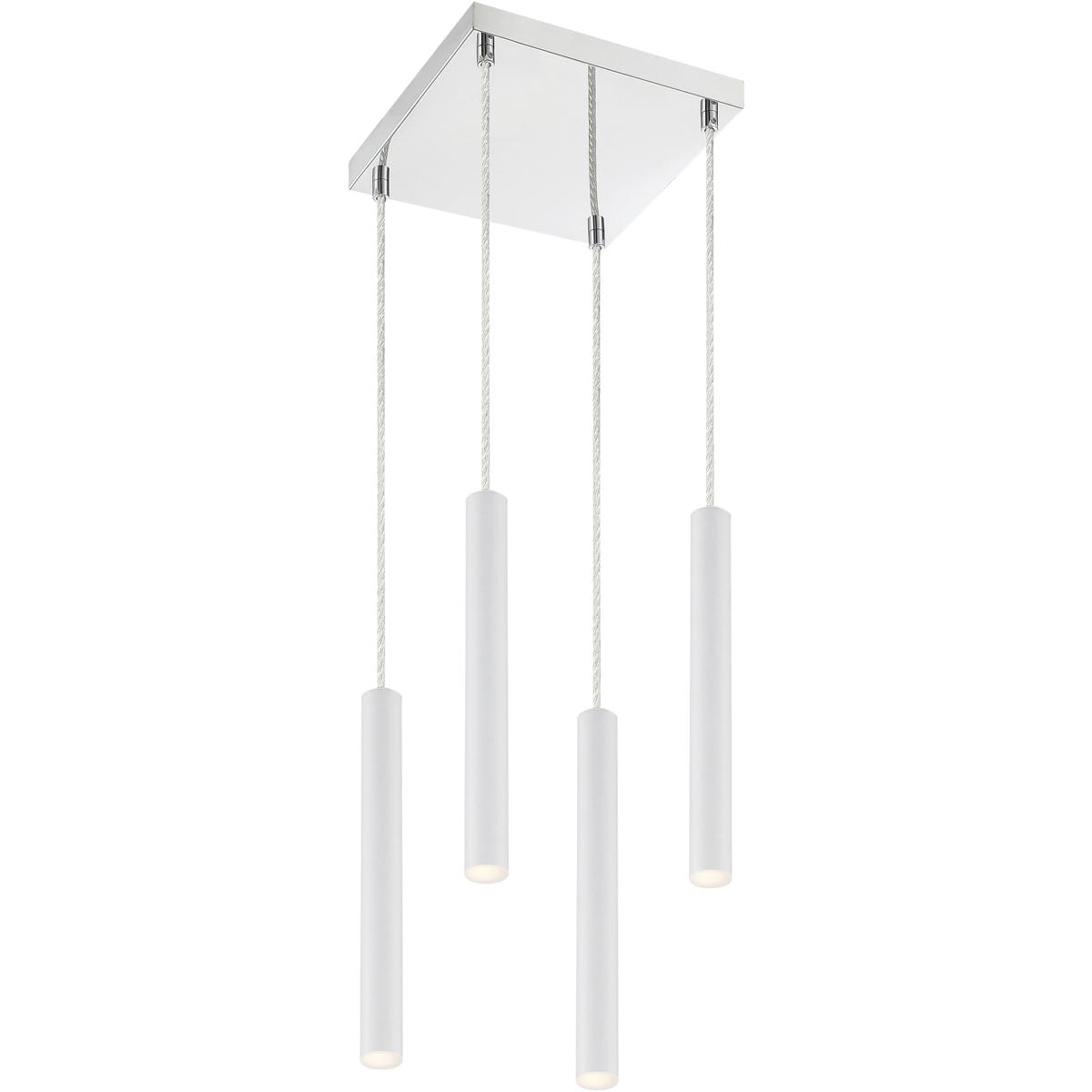 Z-Lite 917MP12-WH-LED-4SCH Forest LED 9.5 inch Chrome Chandelier Ceiling Light in Matte White Steel