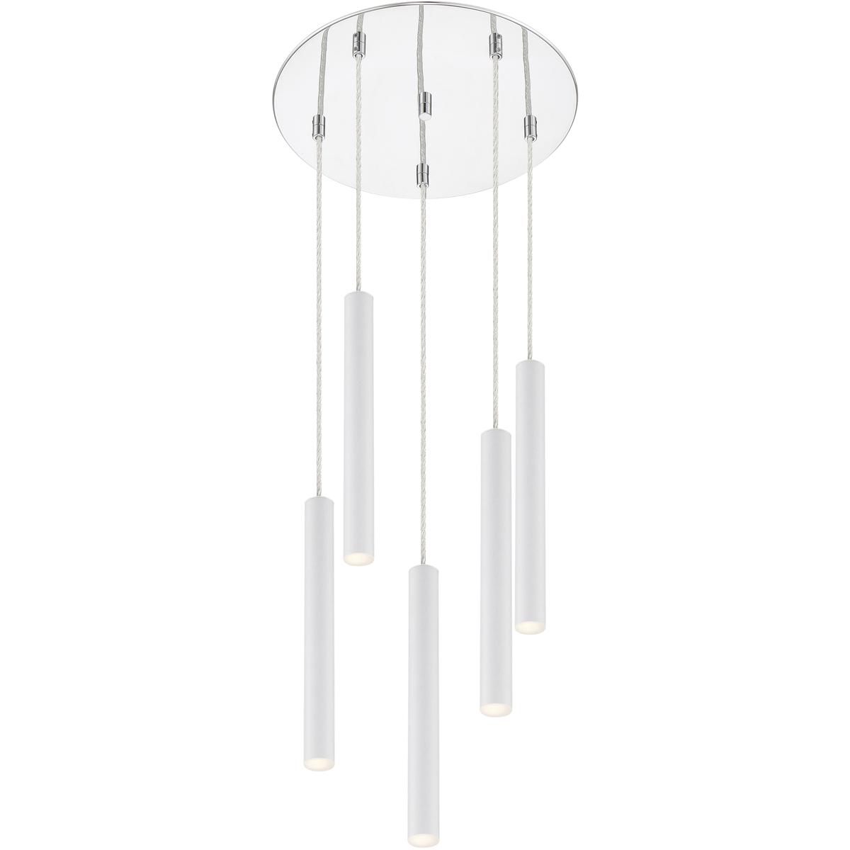 Z-Lite 917MP12-WH-LED-5RCH Forest LED 13.5 inch Chrome Chandelier Ceiling Light in Matte White Steel