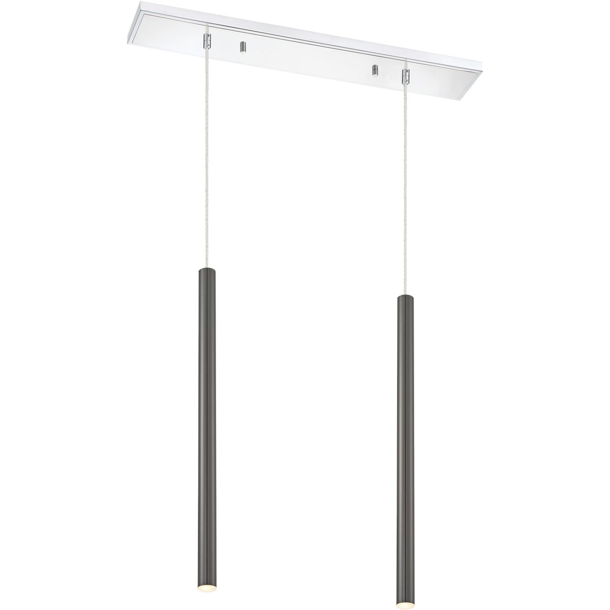 Z-Lite 917MP24-PBL-LED-2LCH Forest LED 30 inch Chrome Linear Chandelier Ceiling Light in 2, 13, Pearl Black Steel