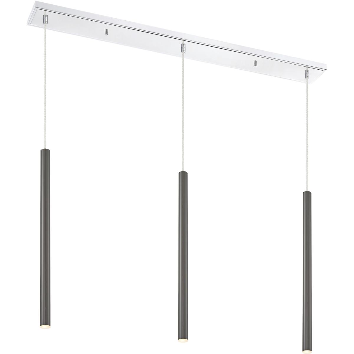 Z-Lite 917MP24-PBL-LED-3LCH Forest LED 46 inch Chrome Linear Chandelier Ceiling Light in 3, Pearl Black Steel, 20