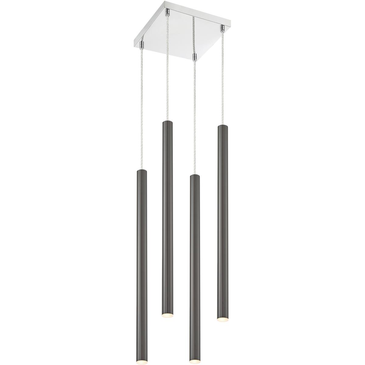 Z-Lite 917MP24-PBL-LED-4SCH Forest LED 9.5 inch Chrome Chandelier Ceiling Light in Pearl Black Steel