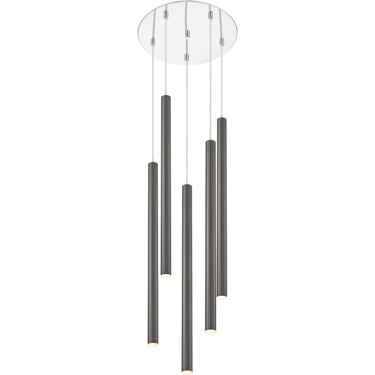 Z-Lite 917MP24-PBL-LED-5RCH Forest LED 13.5 inch Chrome Chandelier Ceiling Light in Pearl Black Steel