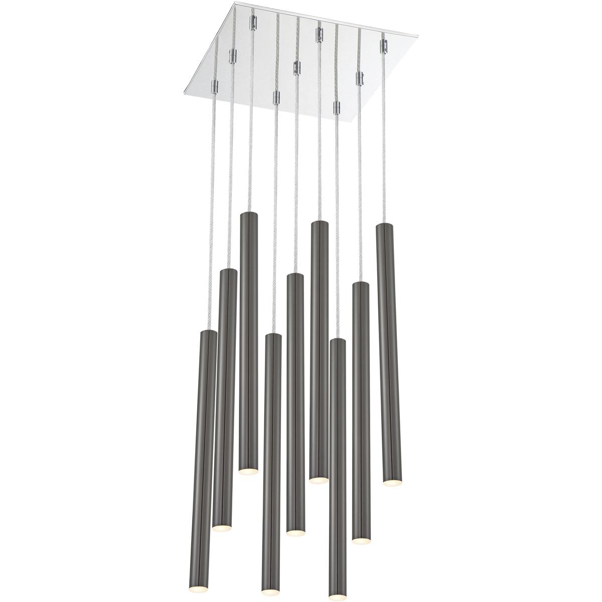 Z-Lite 917MP24-PBL-LED-9SCH Forest LED 14 inch Chrome Chandelier Ceiling Light in Pearl Black Steel
