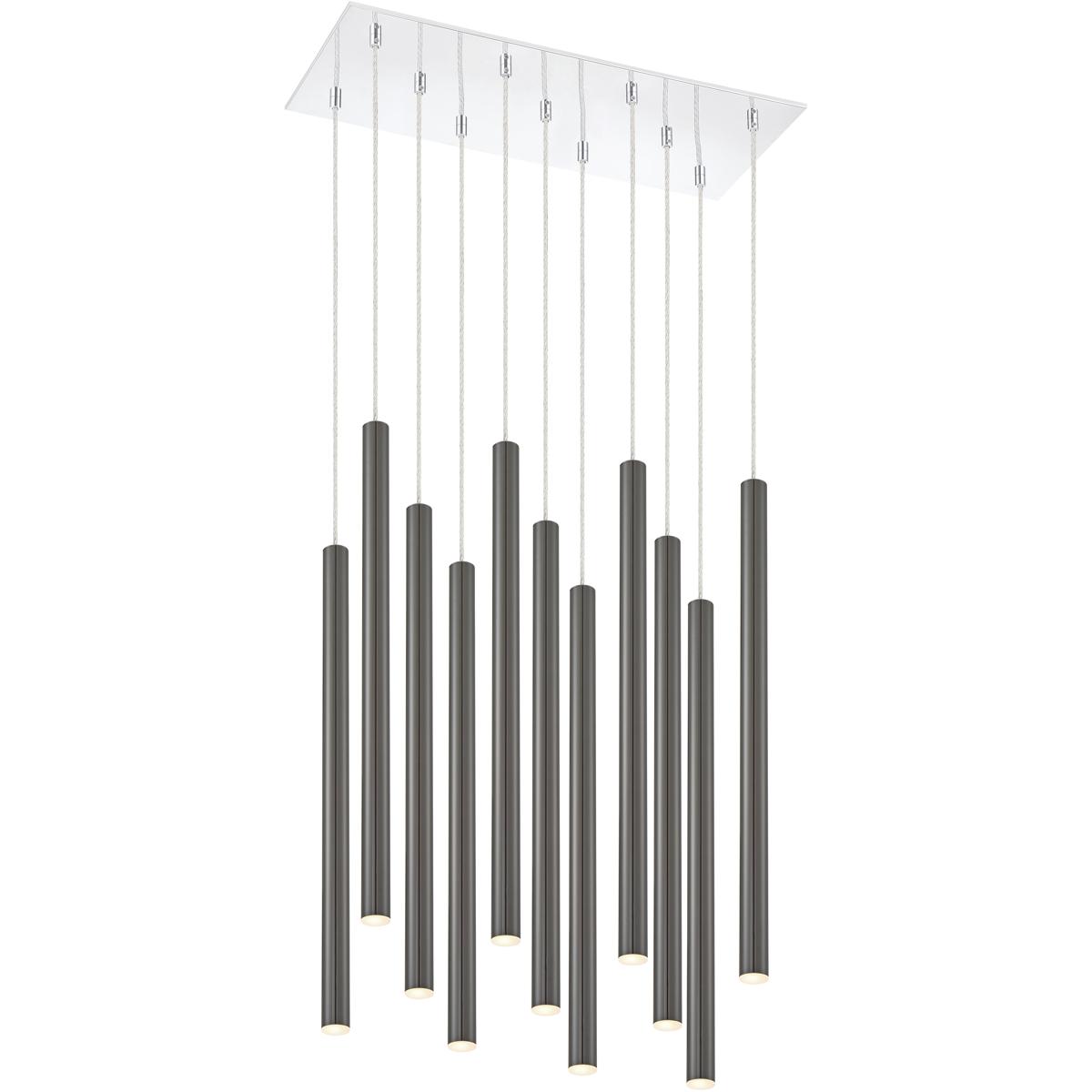 Z-Lite 917MP24PBL-LED-11LCH Forest LED 9.75 inch Chrome Chandelier Ceiling Light in Pearl Black Steel