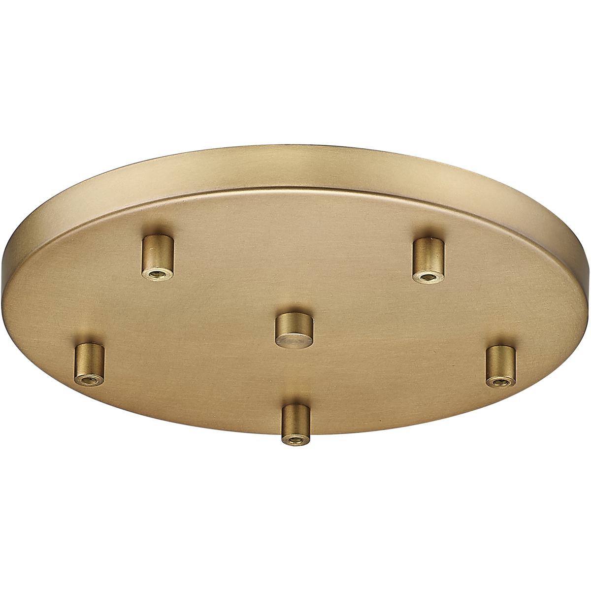 Multi Point Canopy Ceiling Plate, 5-Light, 12 In.W x 1.5 In.H, Rubbed Brass