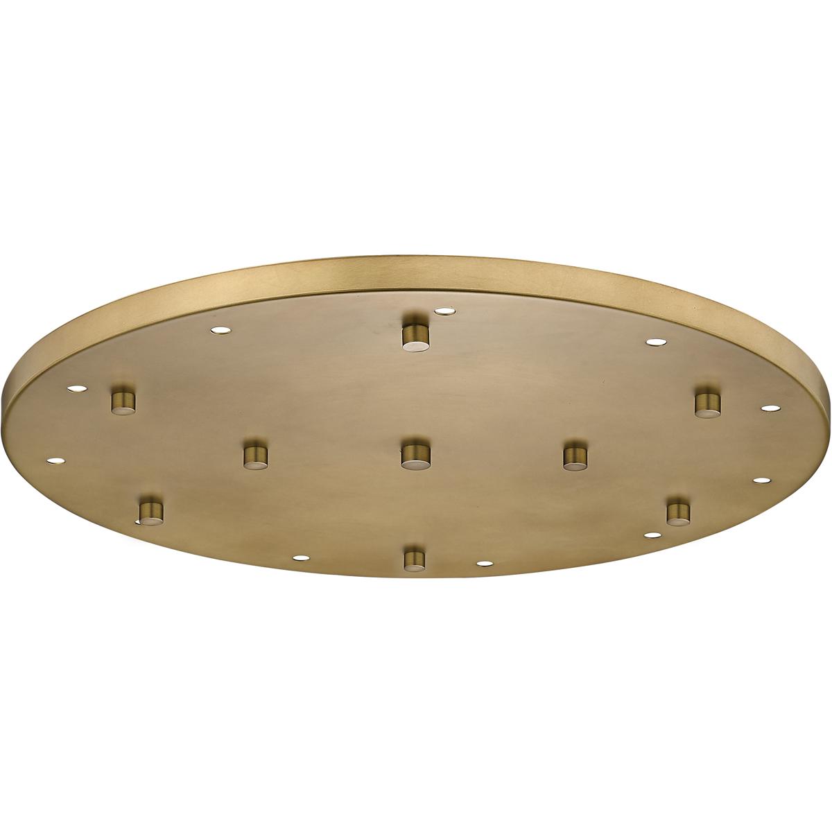 Multi Point Canopy Ceiling Plate, 11-Light, 24 In.W x 1.5 In.H, Rubbed Brass