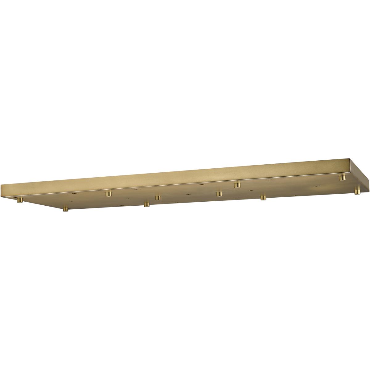 Multi Point Canopy Ceiling Plate, 17-Light, 18 In.W x 42 In.L x 2 In.H, Rubbed Brass