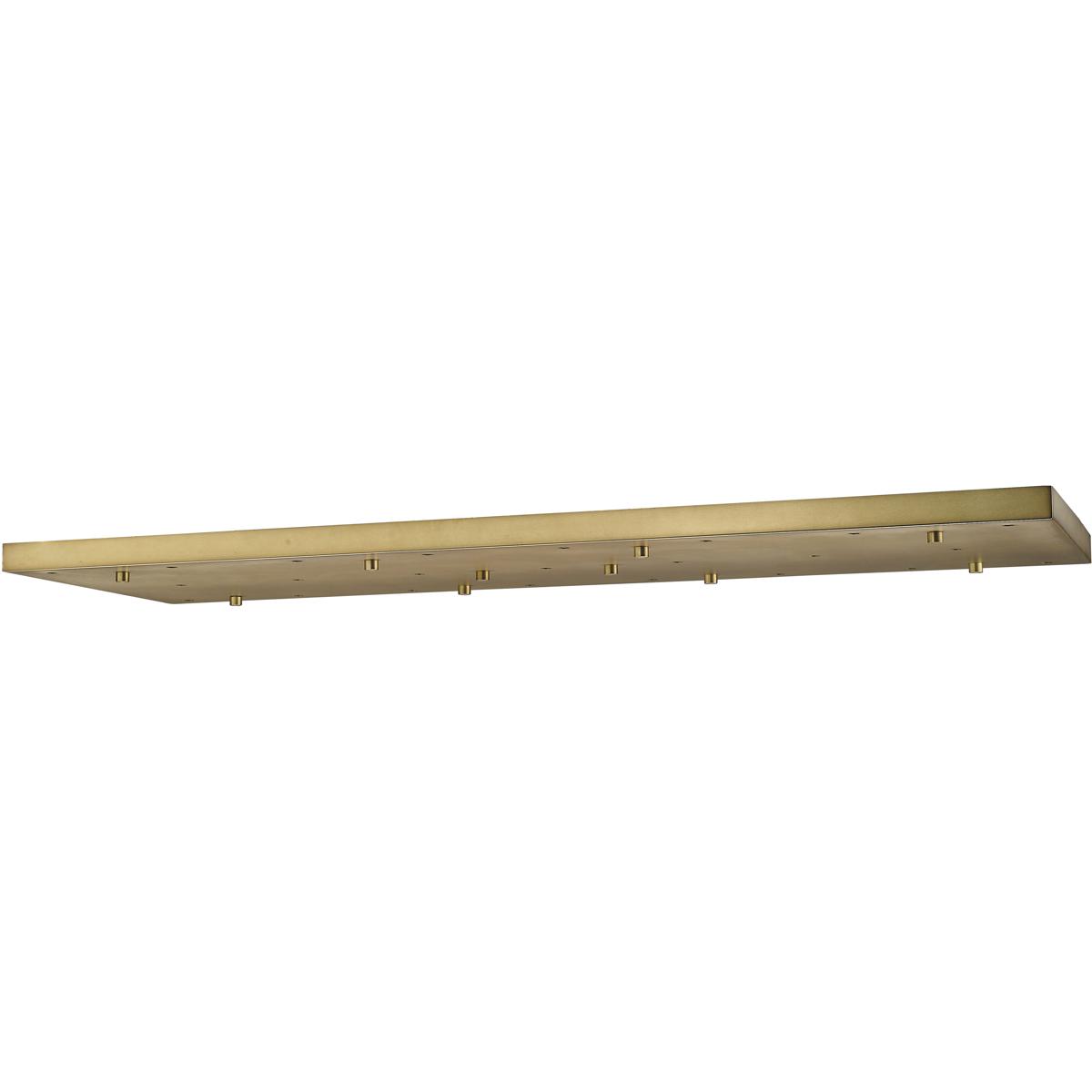 Multi Point Canopy Ceiling Plate, 23-Light, 18 In.W x 54 In.L x 2 In.H, Rubbed Brass