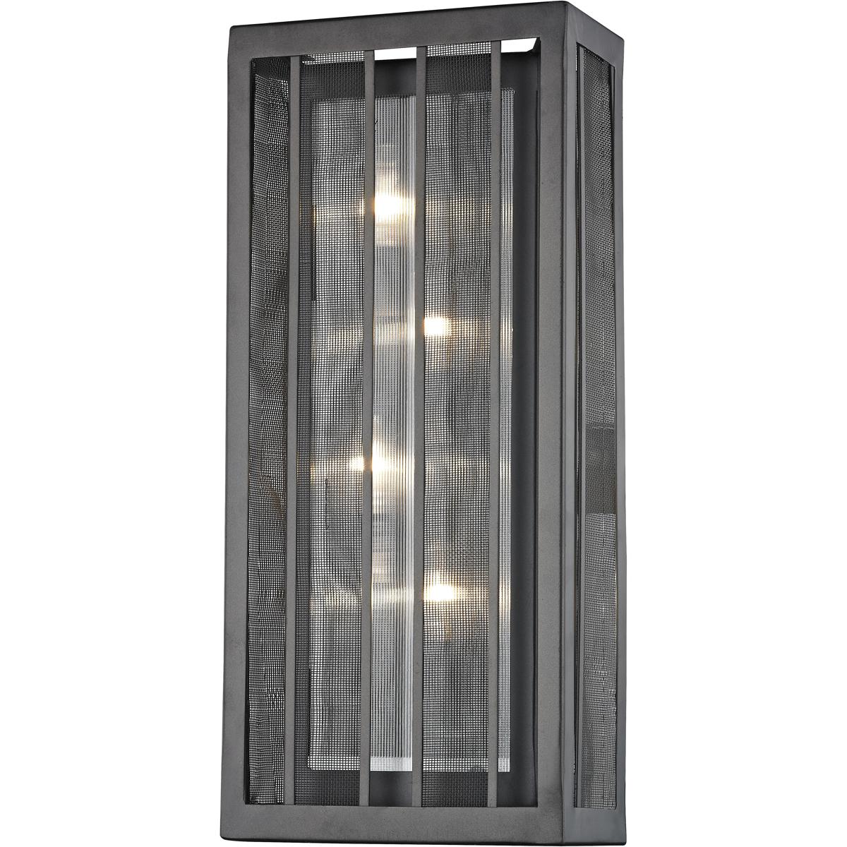 Meridional 4 Light Wall Sconce, Bronze & Bronze Outside with Clear Reeded Inside